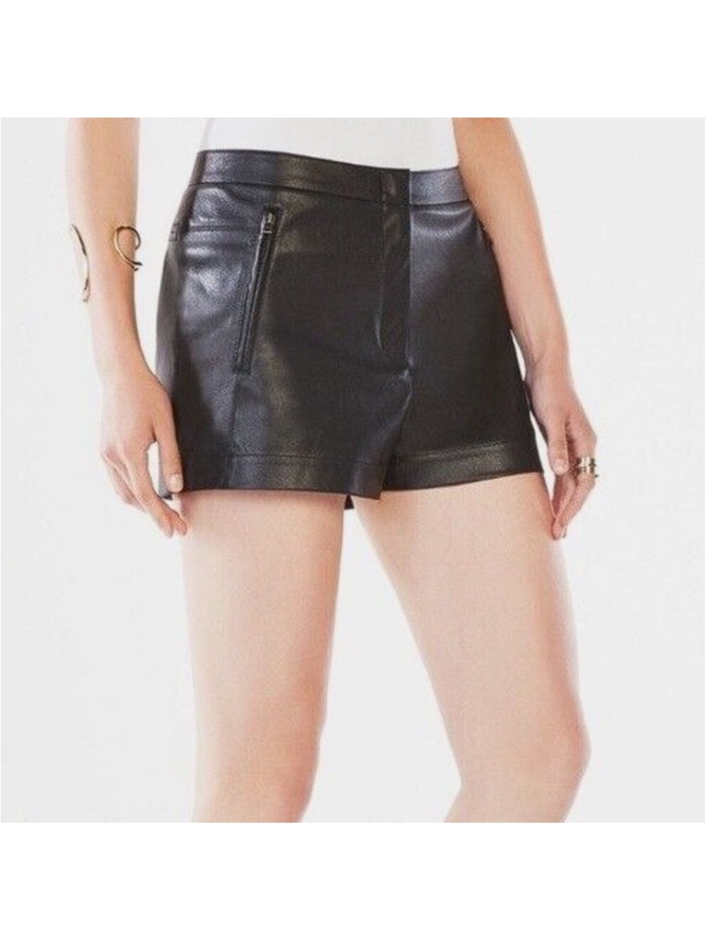 BCBGMaxAzria Black Faux Leather Women's Shorts Jazzy $158